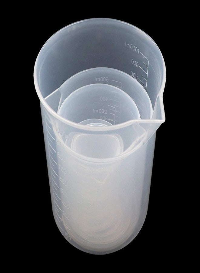 SPYLX Plastic Beaker Set, 6 Sizes 25ml 50ml 100ml 250ml 500ml 1000ml, 2pcs for Each Size Graduated Clear Measuring Cup Pack of 12 pcs - Image 3